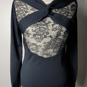 Valentino shirt top women Stretch Floral Lace Black